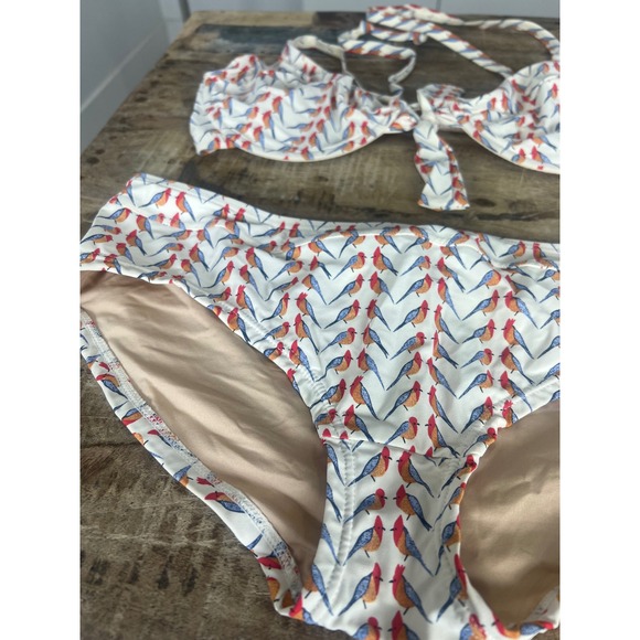 J. Crew Swim Bird Print Two Piece Swim Suit - Picture 2 of 9